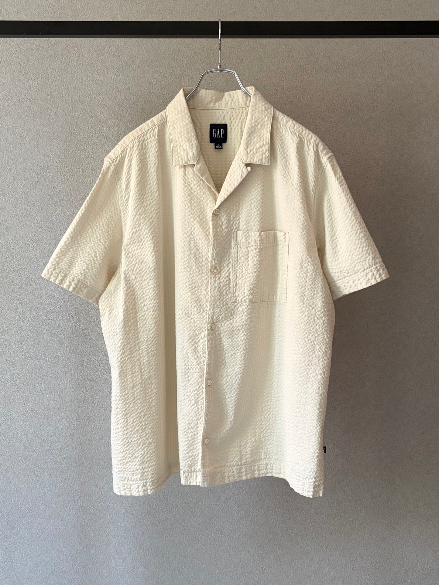 00's GAP seersucker open collar shirt