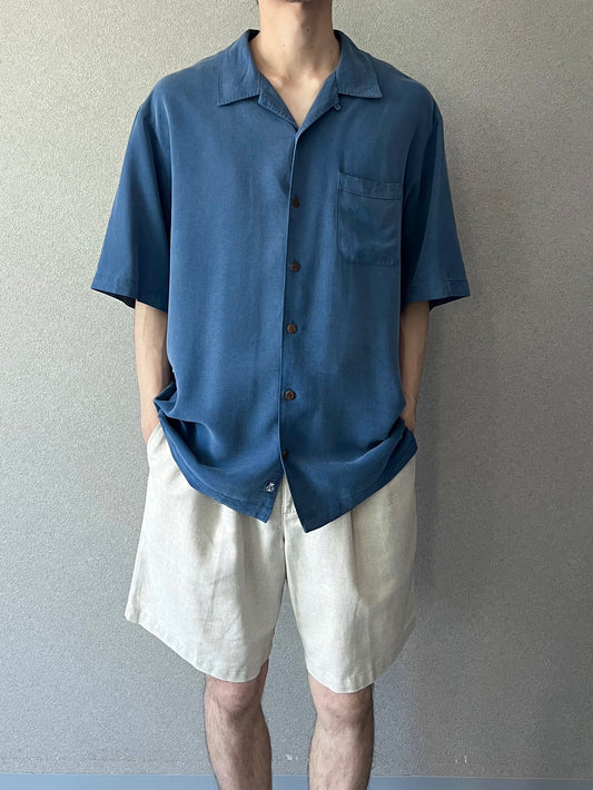 00's Tommy Bahama open collar silk shirt