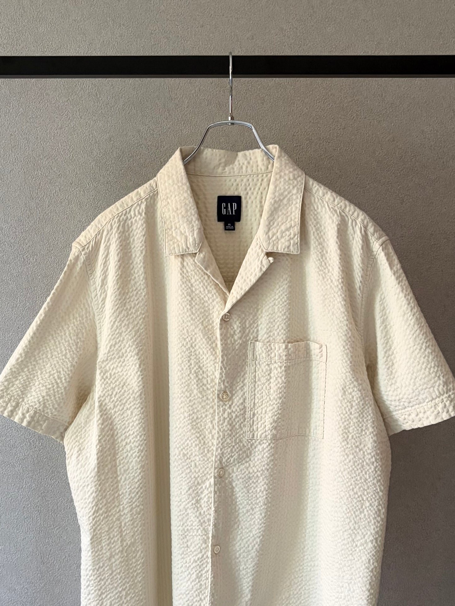 00's GAP seersucker open collar shirt