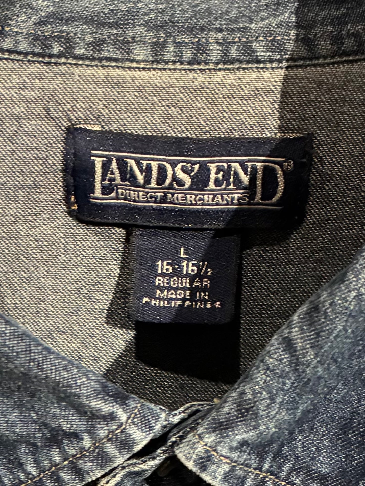 00's LANDS' END denim western shirt