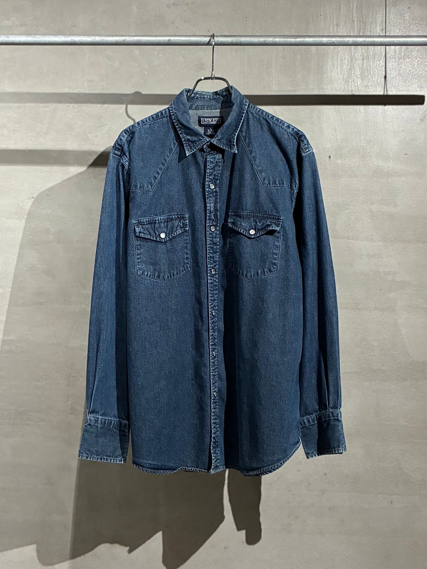 00's LANDS' END denim western shirt