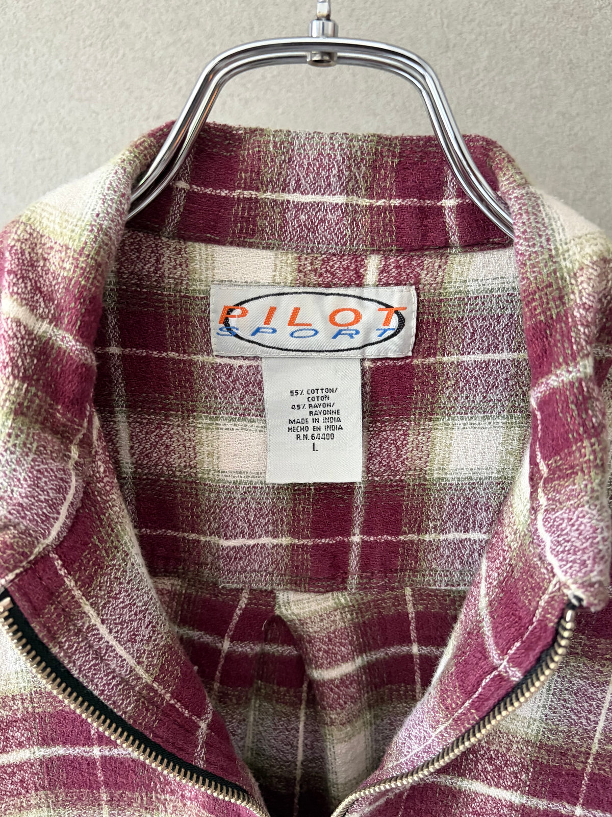 90's PILOT SPORT zip up flannel shirt