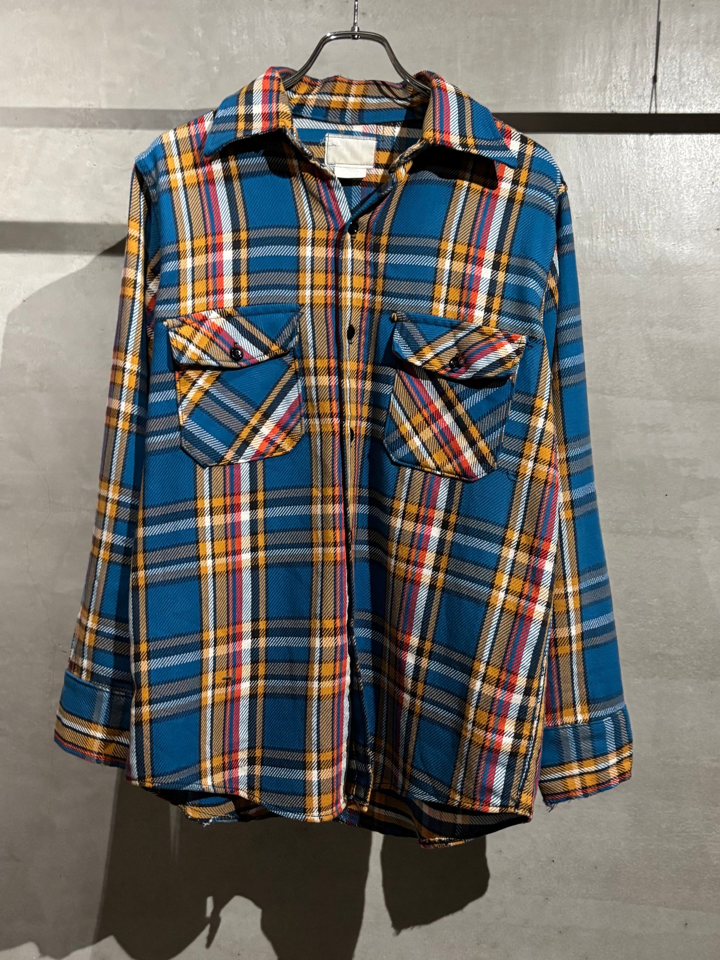 70's〜 UNKNOWN open collar  flannel shirt