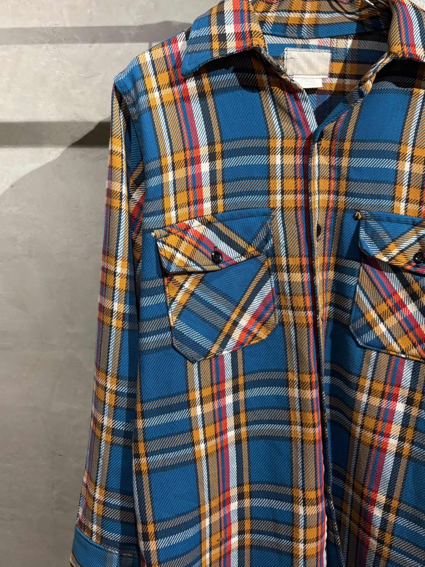 70's〜 UNKNOWN open collar  flannel shirt