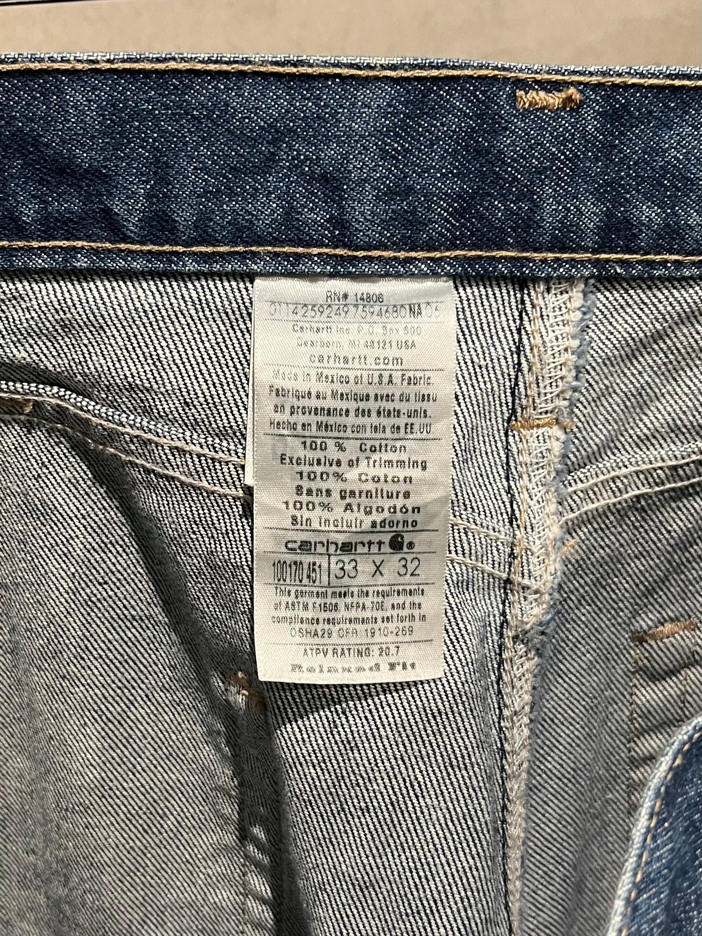 00's carhartt denim double knee painter pants