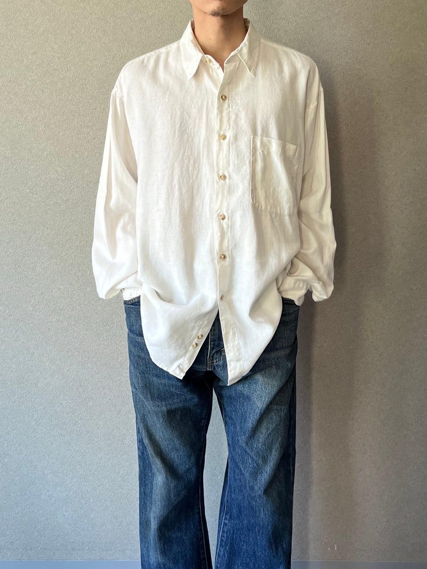 90's PERRY ELLIS linen shirt