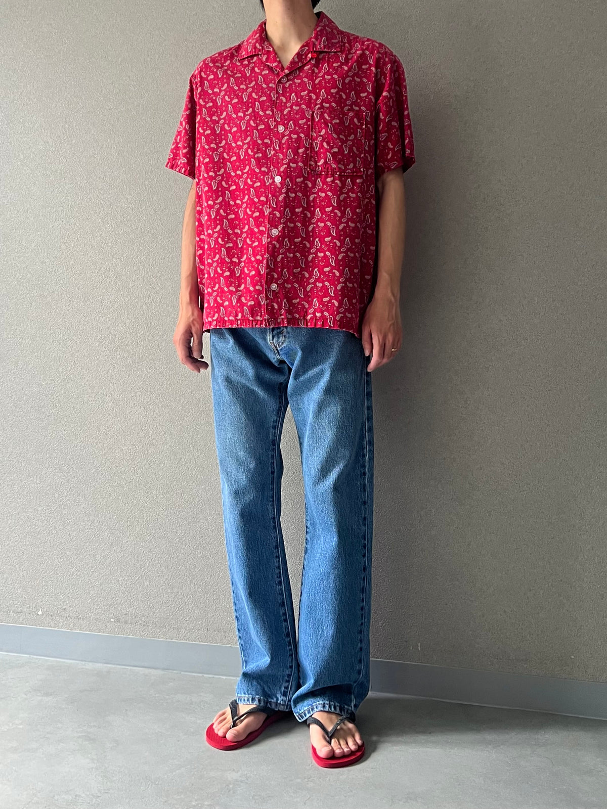 50's〜 VINTAGE open collar shirt “Made in USA”