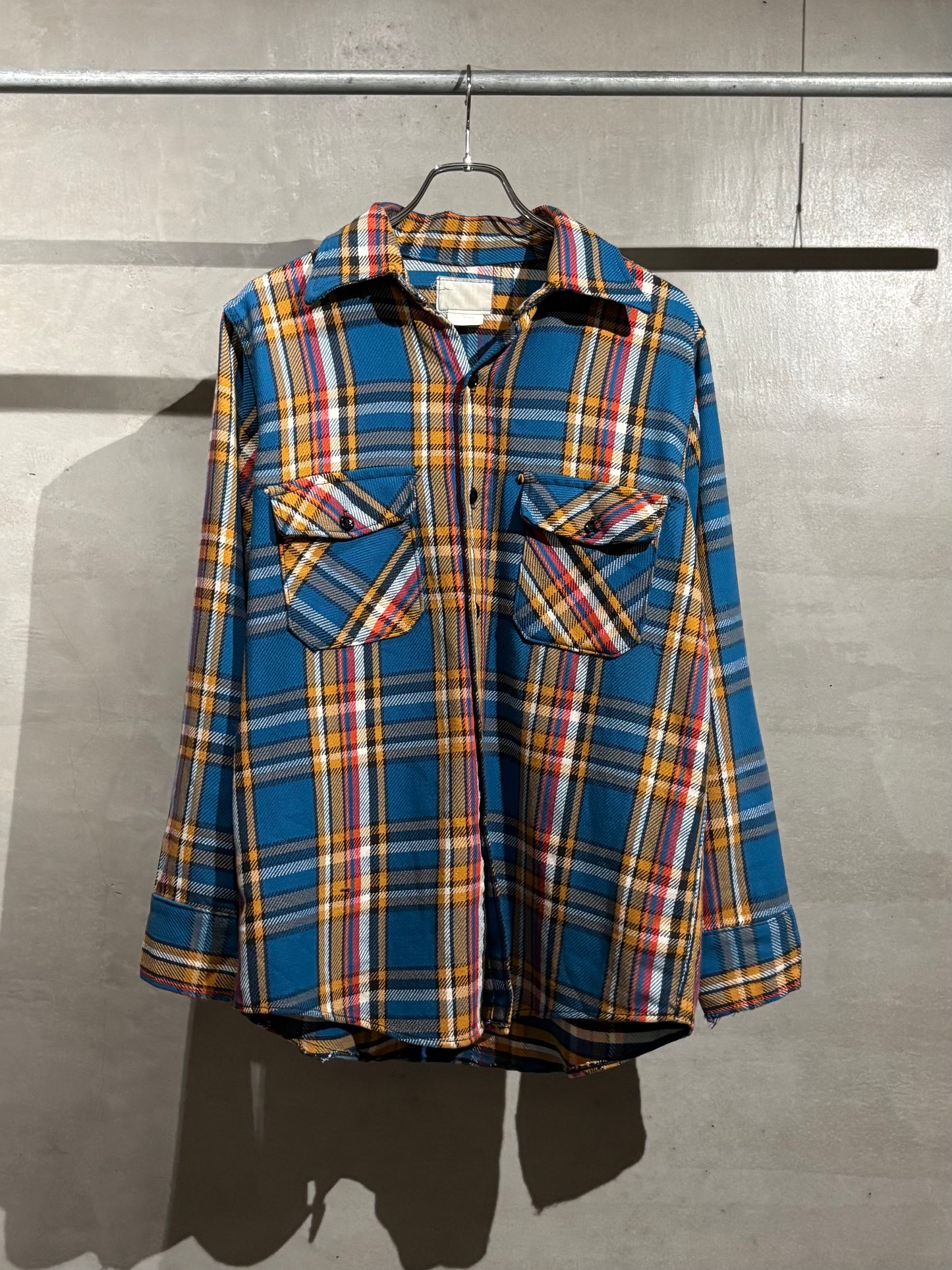 70's〜 UNKNOWN open collar  flannel shirt