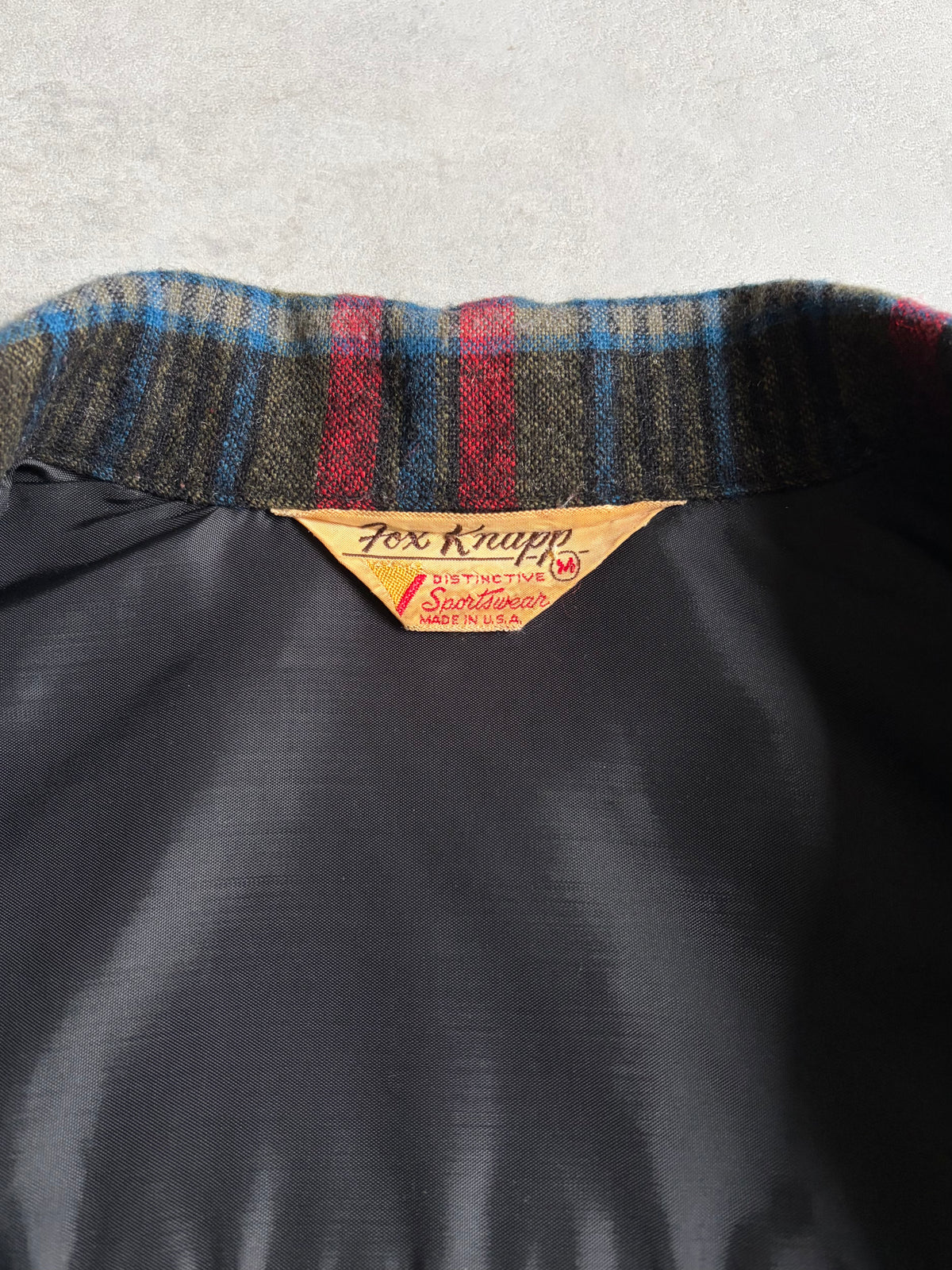 60's Fox Knapp open collar wool shirt “Made in USA”