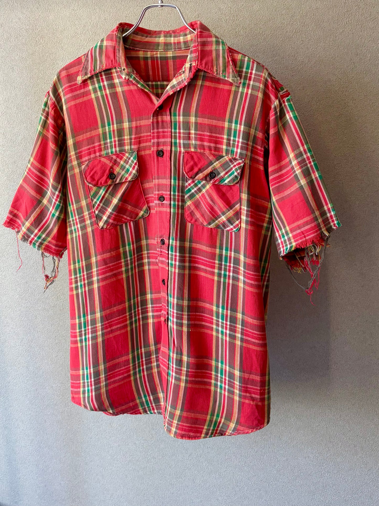 70's〜 UNKNOWN cutoff flannel shirt