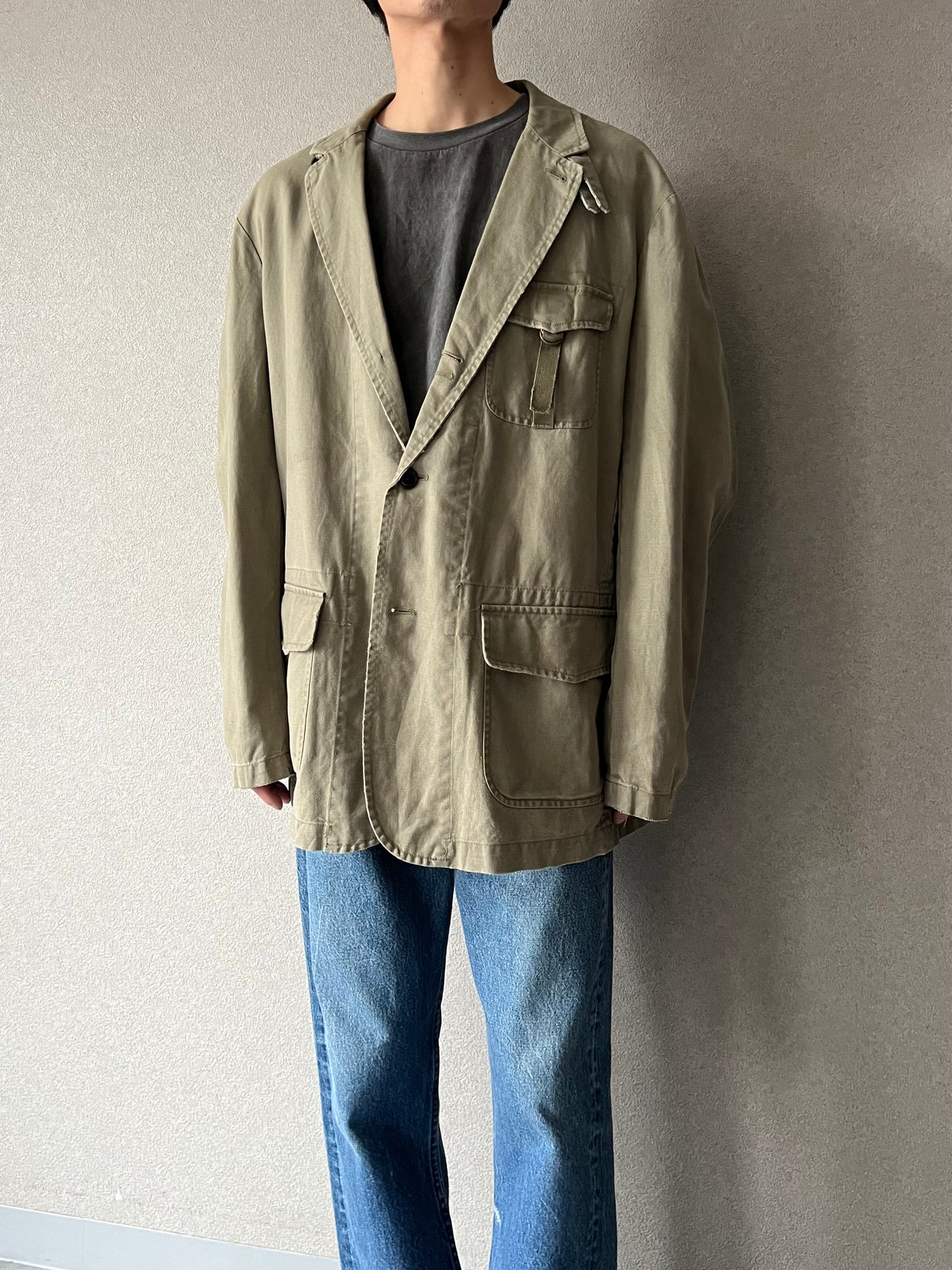 90's Polo Ralph Lauren cotton × linen tailored jacket