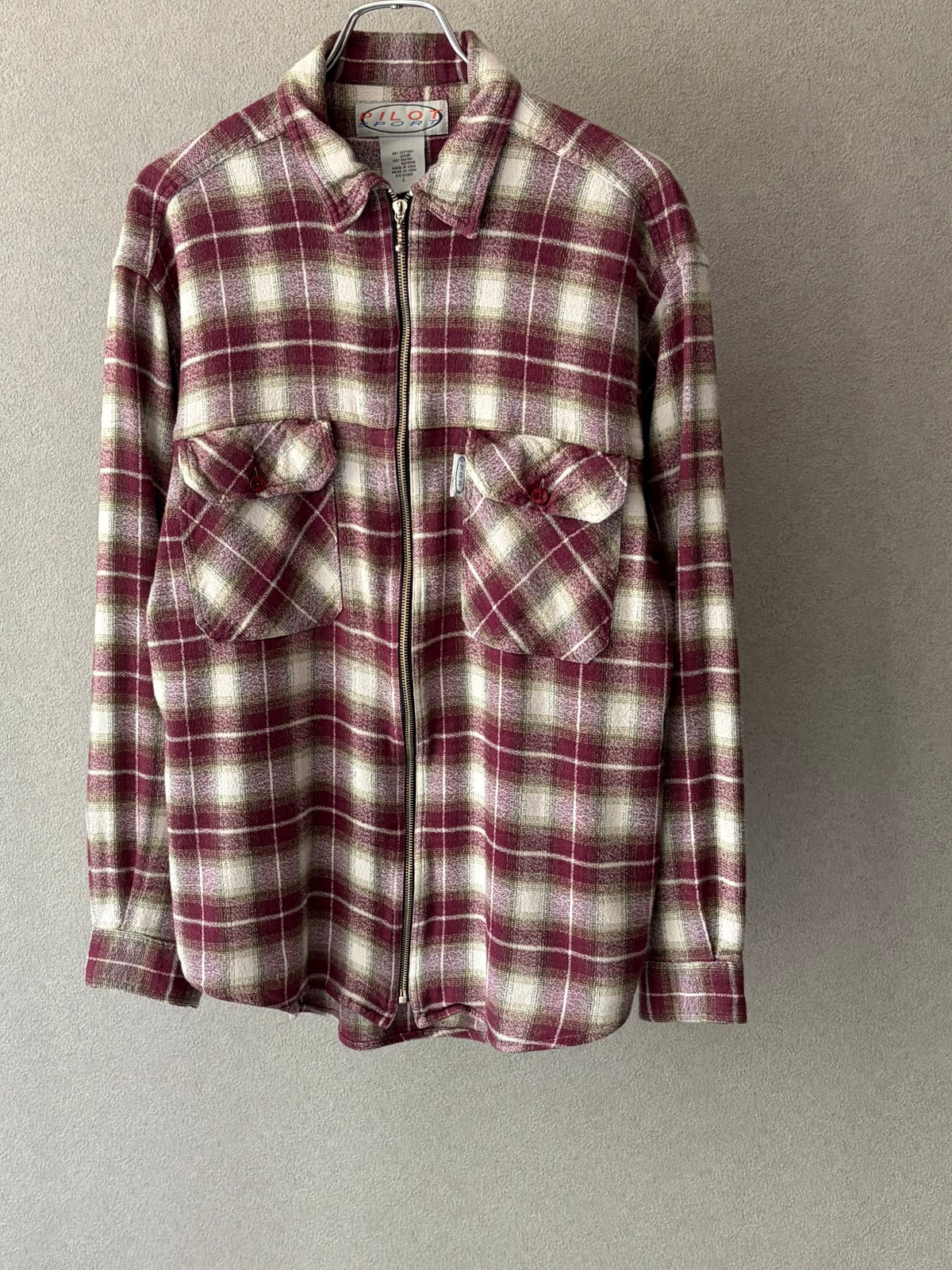 90's PILOT SPORT zip up flannel shirt