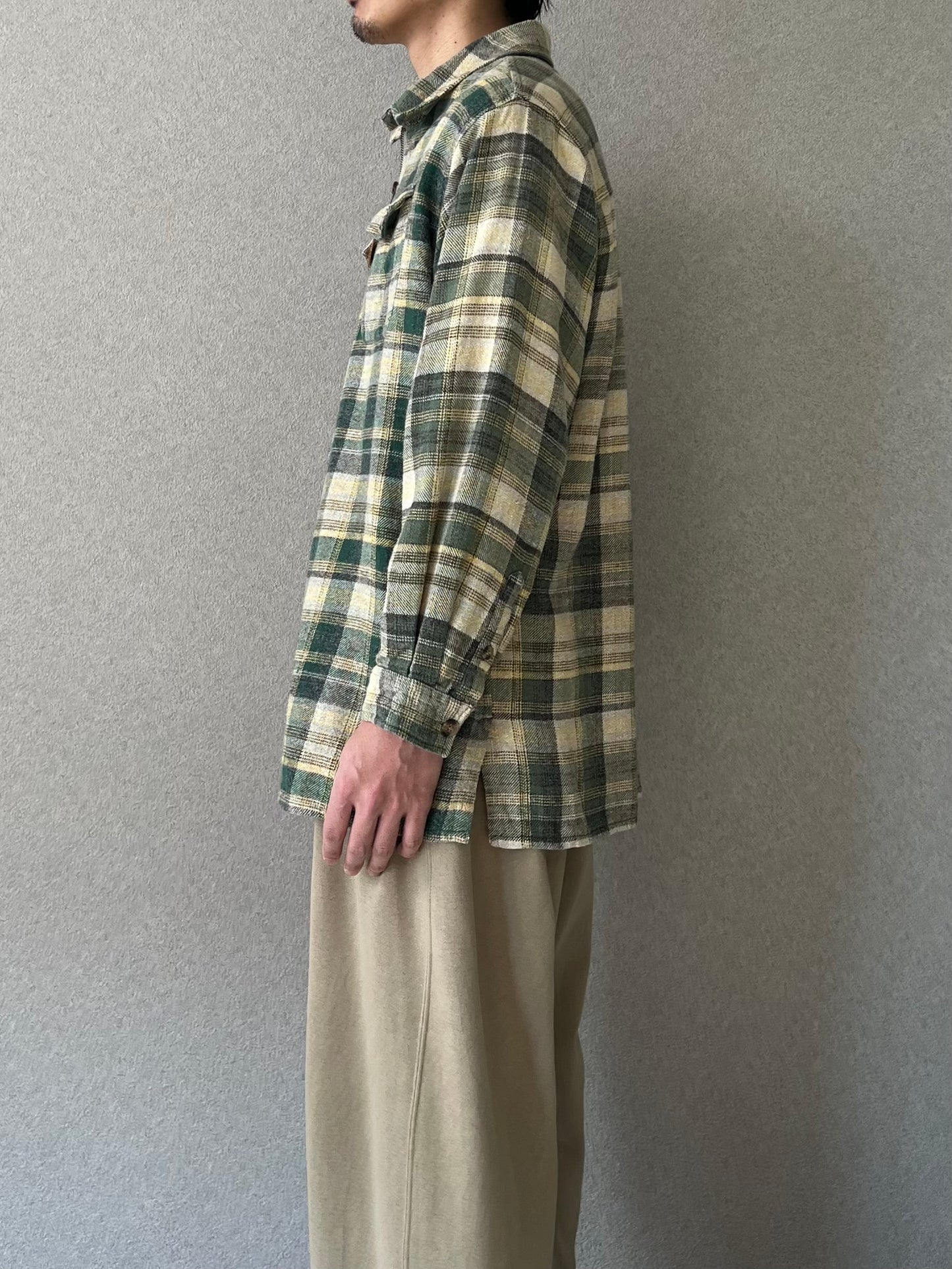 90s BASIC EDITION zip up flannel shirt