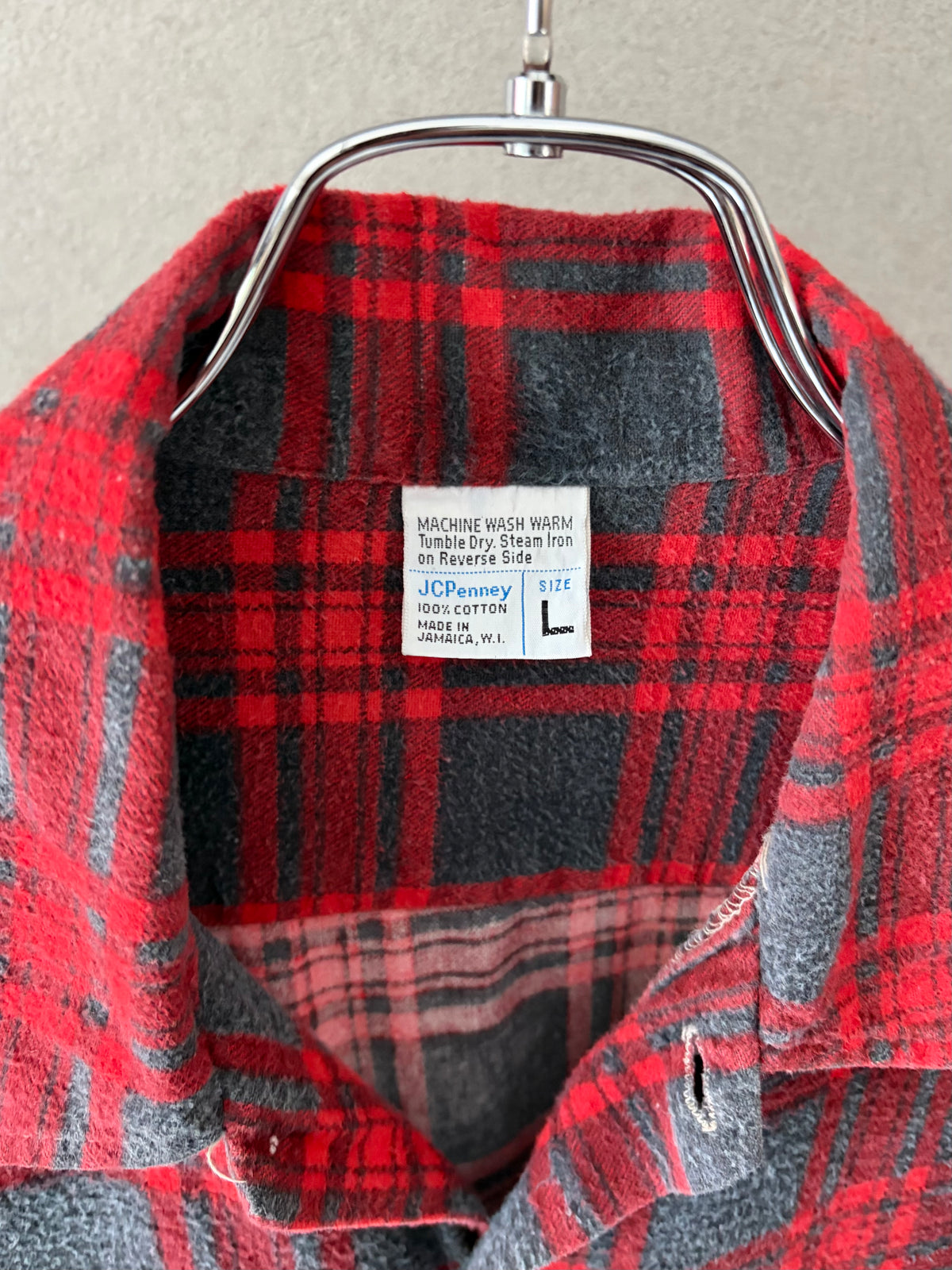 70's JC.Penney open collar flannel shirt