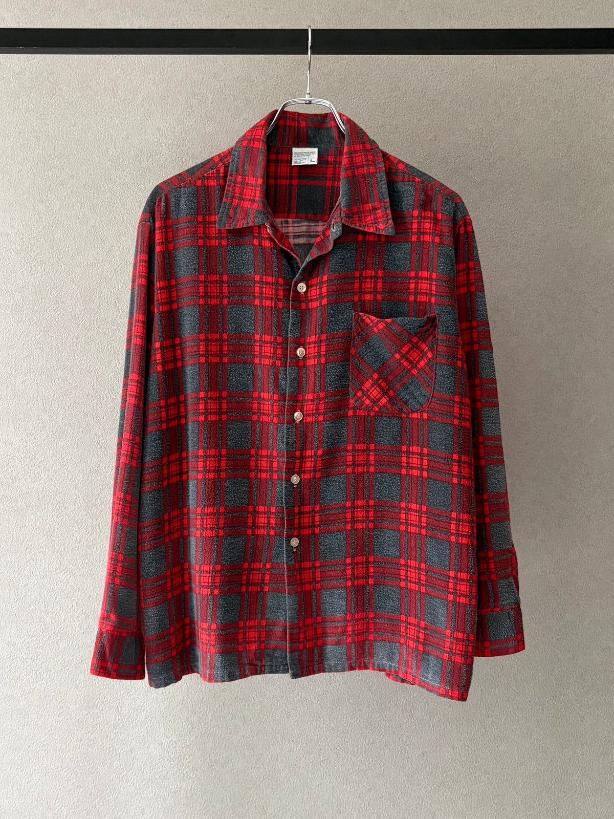 70's JC.Penney open collar flannel shirt