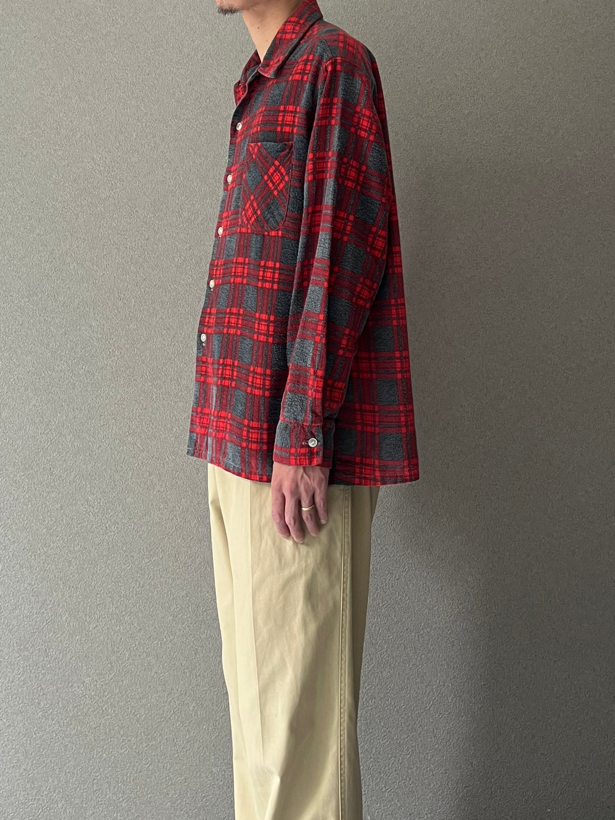 70's JC.Penney open collar flannel shirt