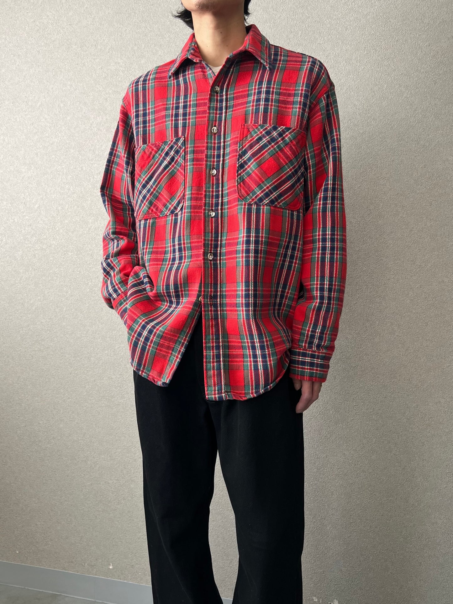 80's ST. JOHN'S BAY × BIG MAC flannel shirt “Made in USA”