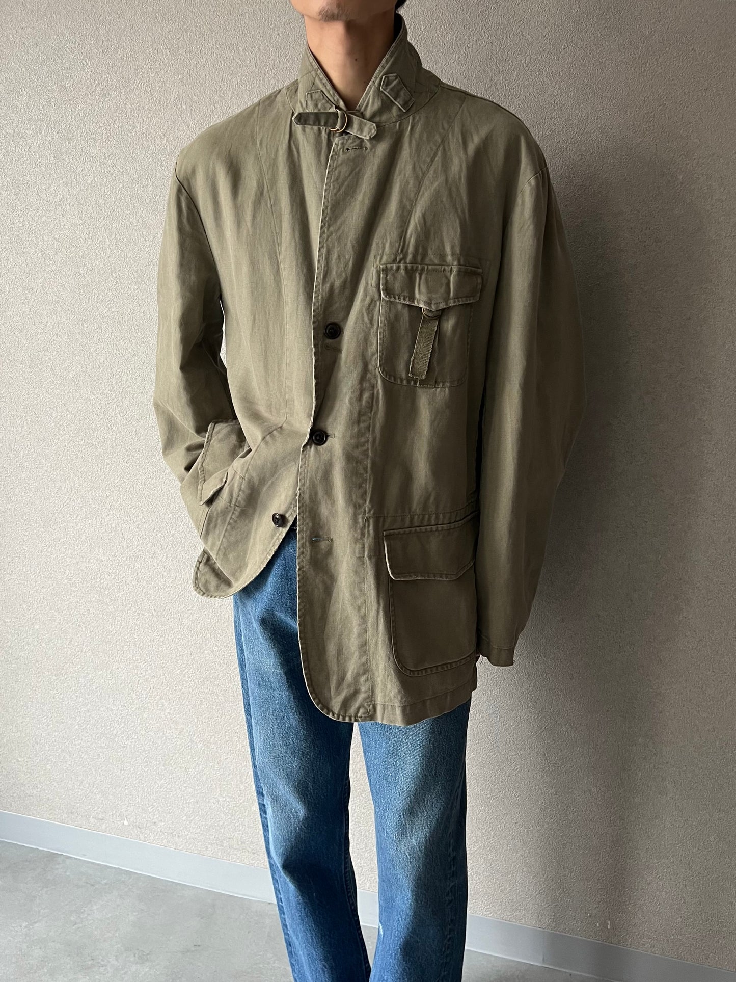 90's Polo Ralph Lauren cotton × linen tailored jacket