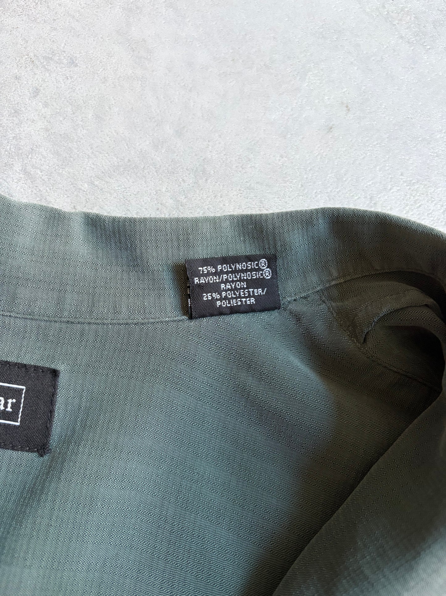 00's HAGGAR open collar rayon shirt