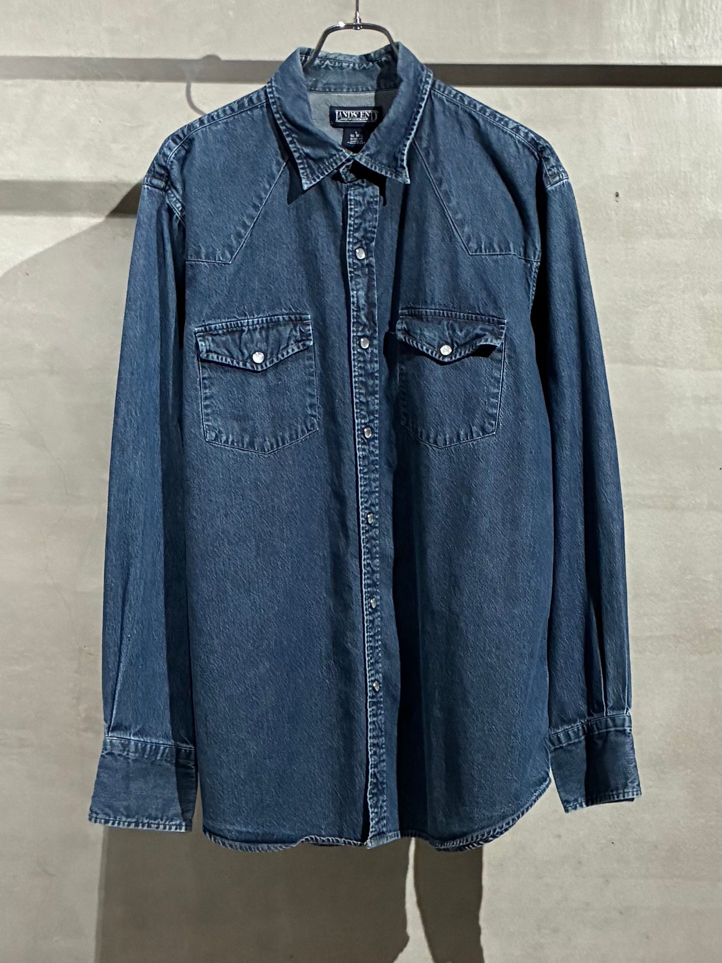 00's LANDS' END denim western shirt