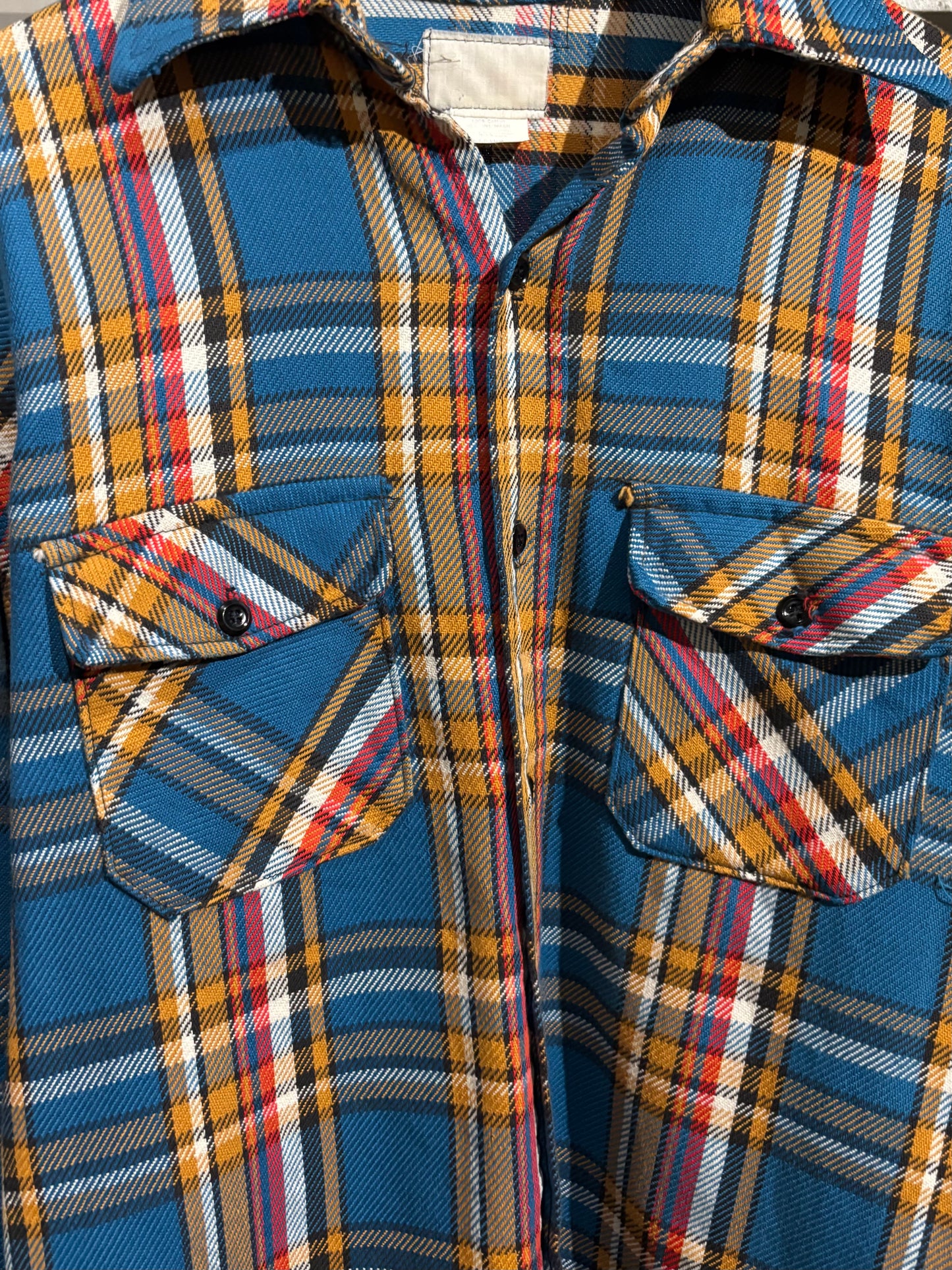 70's〜 UNKNOWN open collar  flannel shirt