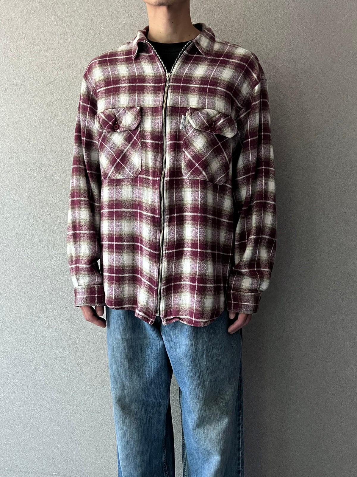90's PILOT SPORT zip up flannel shirt