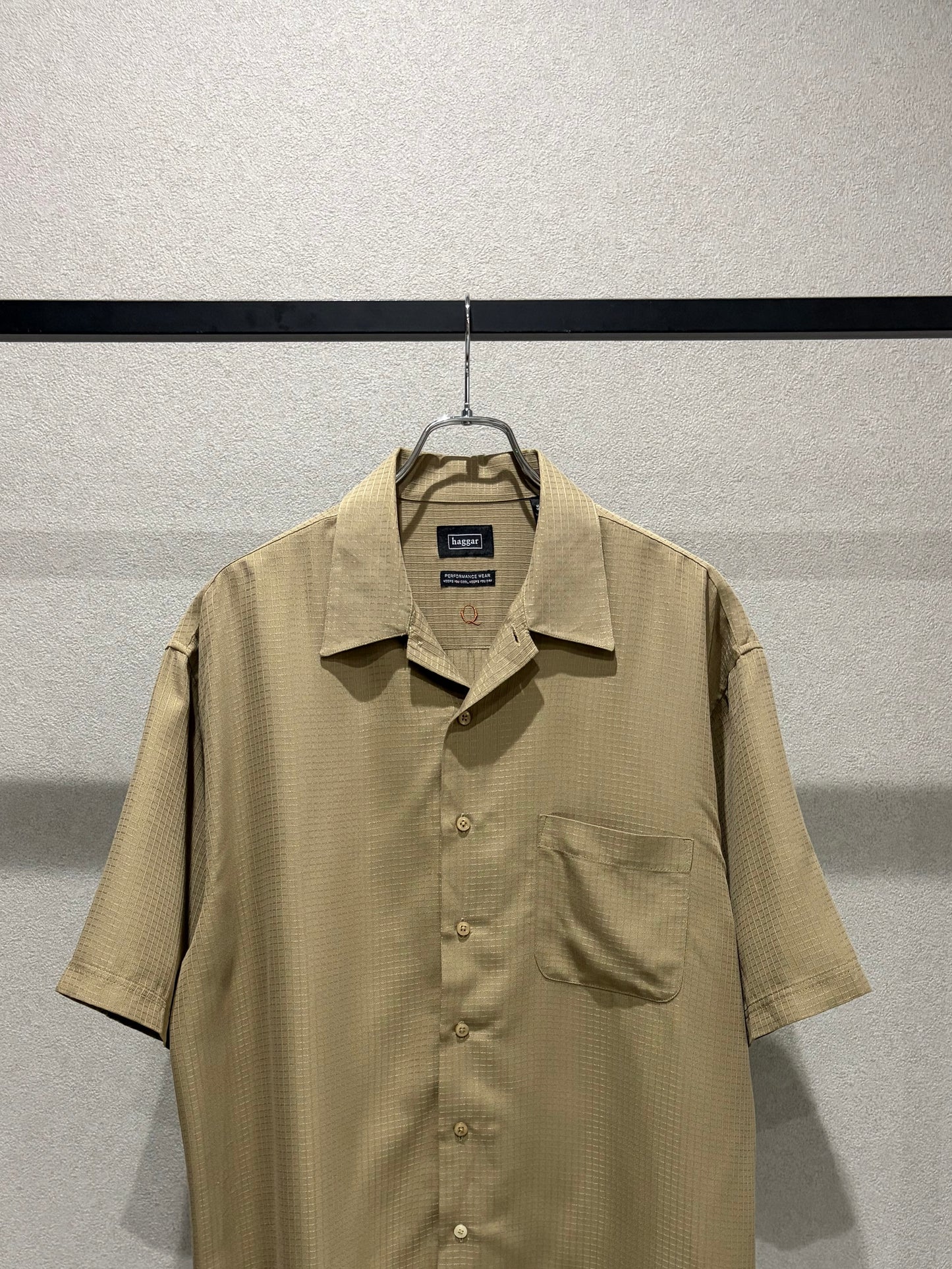 00's haggar S/S open collar shirt