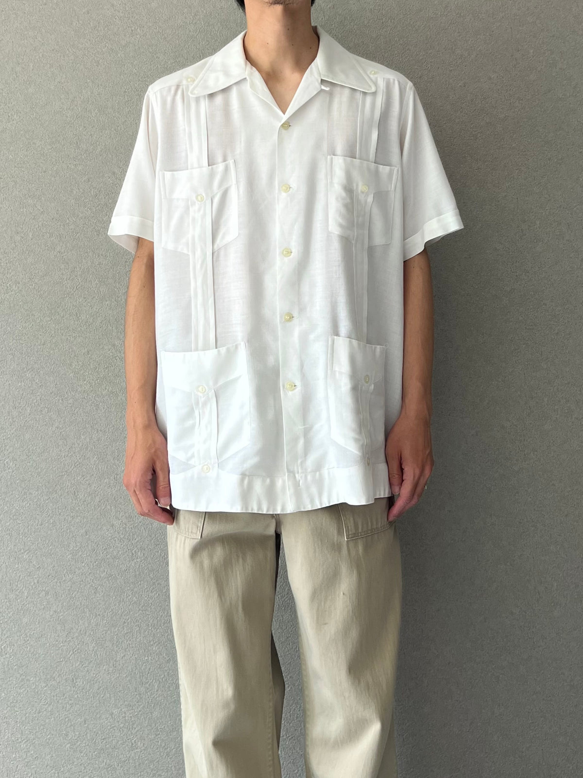 70's〜 Presuel open collar guayabera shirt