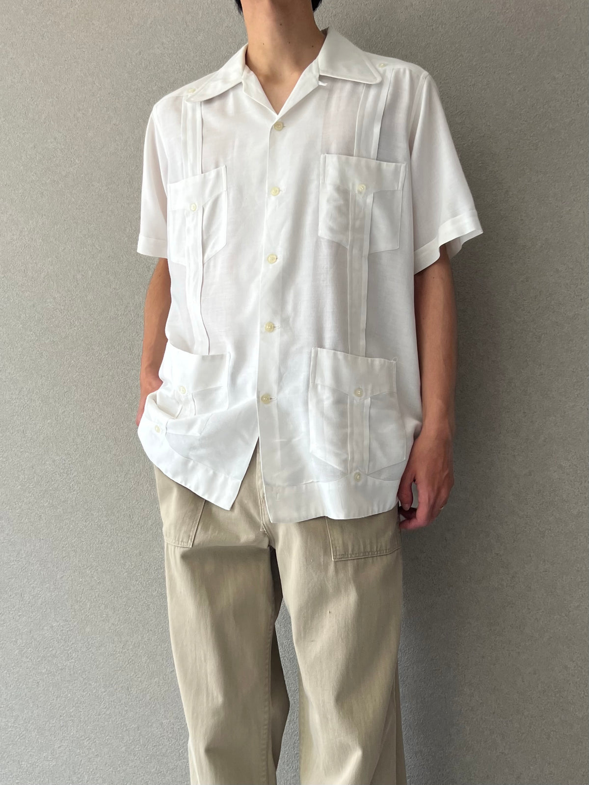 70's〜 Presuel open collar guayabera shirt