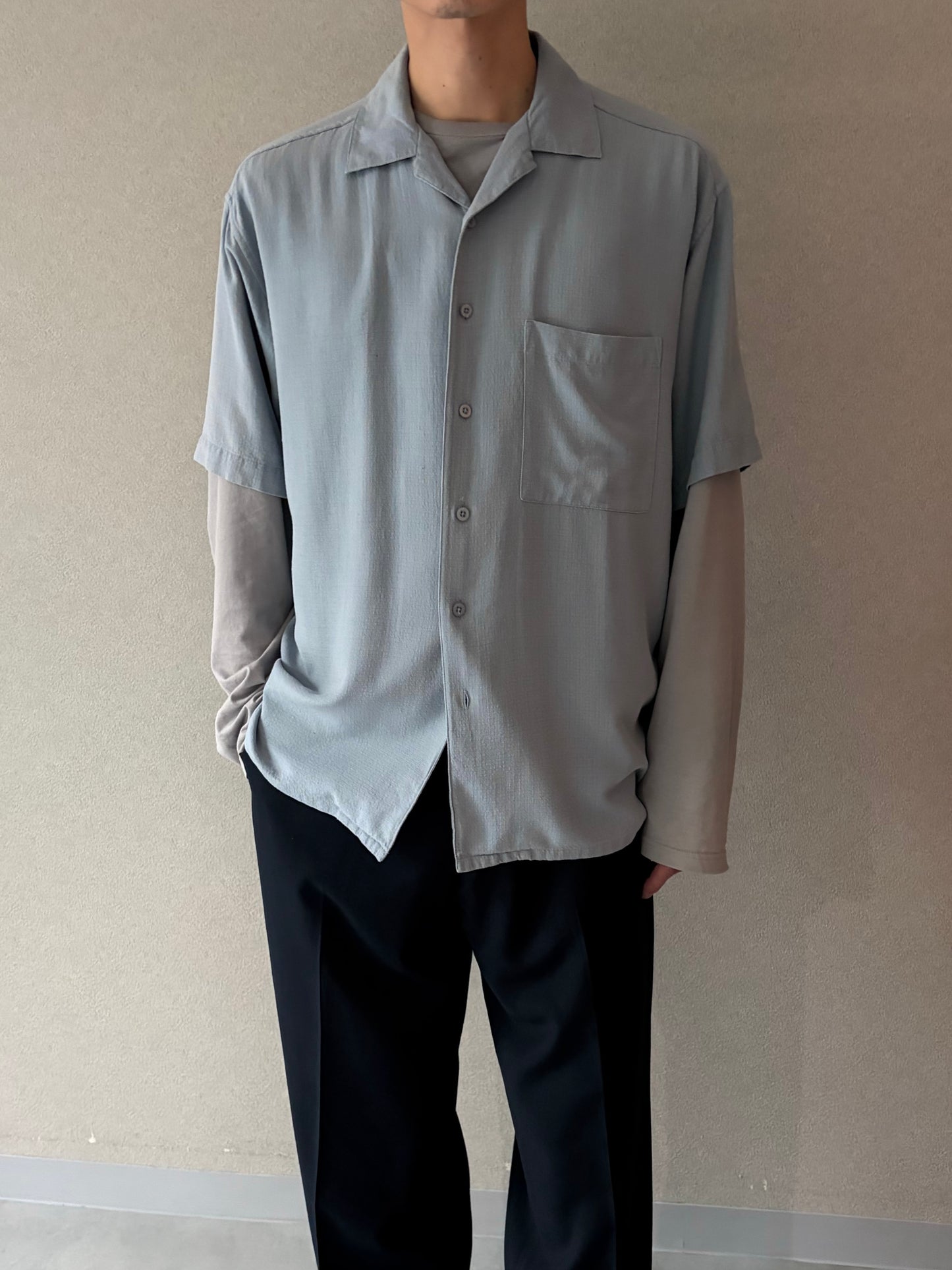00's DENVER HAYES open collar silk shirt