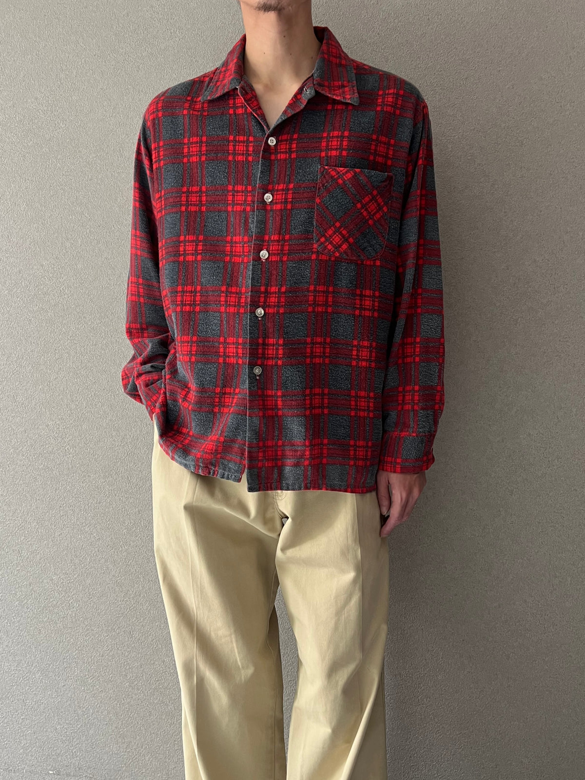 70's JC.Penney open collar flannel shirt